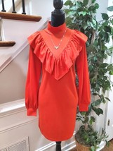 WHO WHAT WEAR Women&#39;s Orange Long Sleeve Turtle Neck Knee Length Dress Medium - £23.56 GBP