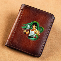 Cool Bruce Lee Dragon Cover Genuine Leather Men Wallets Short Card Holder Purse  - £62.69 GBP