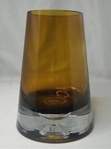 Art Deco Amber Glass Vase Handblown Single Bubble Bottom Heavy Over 3lb Vintage - £22.94 GBP
