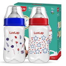 Luv Lap Anti-Colic Wide Neck Natura Flo Baby Feeding Bottle, 250ml (Pack of 2) - £18.78 GBP
