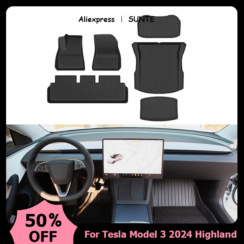 New Tesla Model 3 Highland 2024 TPE Floor Mats Waterproof Luggage Mat - £107.80 GBP+