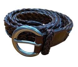 Brooks Brothers Classic Braided Woven Brown Leather Belt Size L - £19.64 GBP