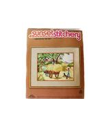  Vintage Sunset Stitchery &quot;HARVESTING THE HAY&quot; Kit Crewel Embroidery NIP - £15.97 GBP