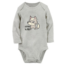 Little Wolf Funny Rompers Newborn Baby Bodysuits Infant Long One-Piece Outfits - £8.61 GBP