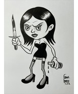 Sexy Goth Girl Monster  Horror Original Art Copic Marker Drawing By Fran... - £22.35 GBP