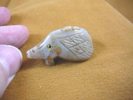 Y-HED-34) little gray HEDGEHOG animal gem stone carving SOAPSTONE PERU h... - $8.59