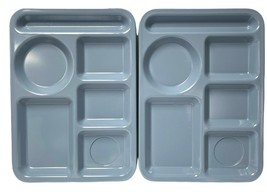 2 Texas Ware BLUE Trays Food Serving Divided Plate Melamine Set of TWO 10X14 - £15.91 GBP