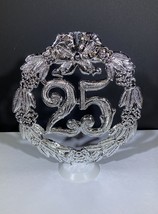 Silver Tone 25th Anniversary Vintage Cake Topper Decoration Centerpiece ... - $4.50