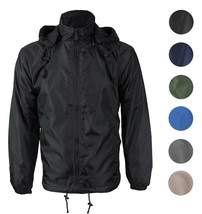 Men&#39;s Water Resistant Polar Fleece Lined Hooded Windbreaker Rain Jacket - £28.20 GBP