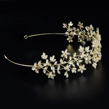 High-grade Zircon Inlayed  Full Crystal Maple Leaves and Stars Shaped Crown Eleg - £29.49 GBP