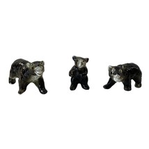 Vintage Brown Grizzly Bear Family Miniature Mom Dad Baby Cub Porcelain Figurine - £15.68 GBP