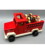 Magnetic Fire Truck Toy To The Rescue Wooden 6 Firefighter Figures Dalma... - $11.22