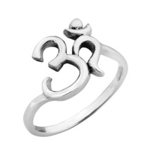 Spiritual Harmony Ohm or Aum Symbol .925 Silver Ring-6 - £16.08 GBP
