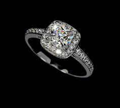 Women&#39;s Engagement Ring 14K White Gold Princess Cut 2CT Diamond Simulated Size 6 - £192.53 GBP