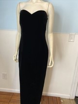 Black Velveteen Strapless Long Fitted Dress Size 12 - £15.89 GBP