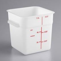 Carlisle 8 Qt White Square Polyethylene Food Storage Container w/ Red Gr... - £55.21 GBP