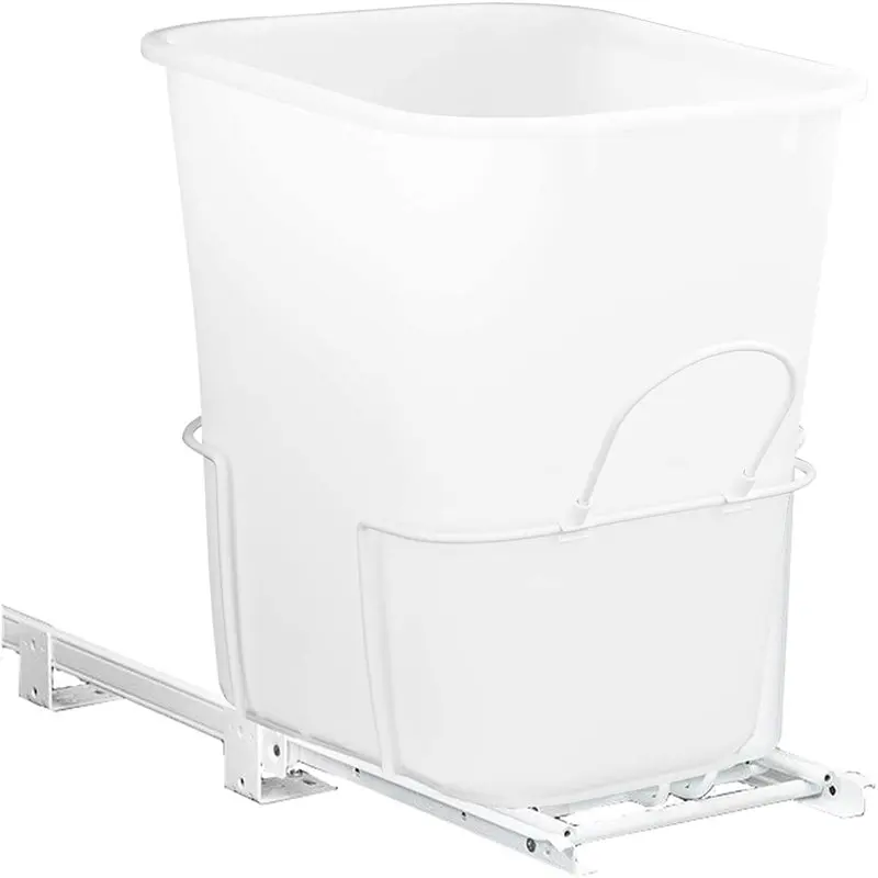 Set of 2 White 21.7 x 16.5 Inch Durable Pull Out Waste Basket Drawer - P... - $96.53
