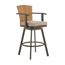 44&quot; Brown Metal Swivel Outdoor Bar Height chair with Footrest - $1,495.65 CAD