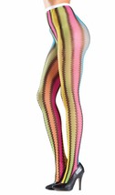 Zig Zag Rainbow Tights Pantyhose Striped Knitted Costume Festival Rave B... - £11.72 GBP
