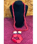 Vintage Red White Blue Set of 3 pieces - Pierced Earrings Necklace Bracelet - $271.31 MXN