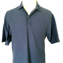 Heritage Cross VTG 90s Mens Polo Shirt Size L Short Sleeve Ribbed Striped Blue - £13.45 GBP