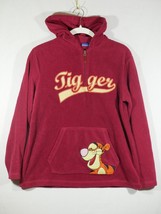 Vintage Disney Store Tigger 1/4 Zip Fleece Red Embroidered Sweater Hoodie Size M - £19.58 GBP