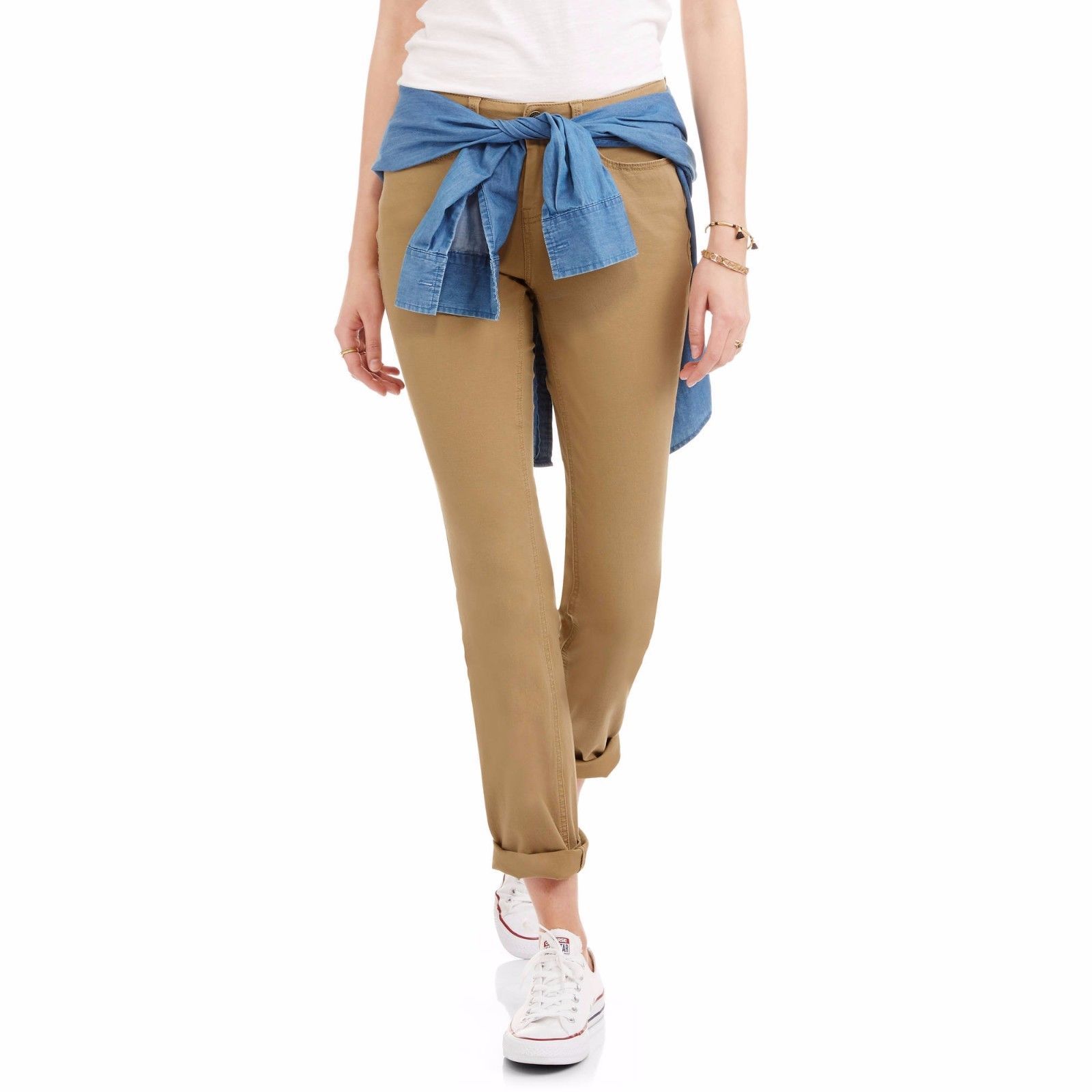 Faded Glory Women's Mid Rise Bootcut Super Stretch Denim Jeans Khaki Size 8P - $19.79