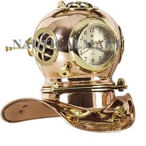 Nautical Vintage Handmade Copper and Brass Diving Divers Helmet Clock - £78.85 GBP