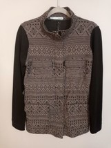 Maurices Black Beige Tribal Long Sleeve Front Pockets Full Zip Sweater Jacket M - £7.41 GBP