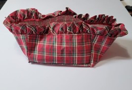 Longaberger Small Basket Liner Christmas Plaid Tidings Red Green - £9.48 GBP