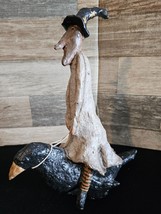 Witch Riding A Crow Resin Figurine - Primitive Halloween Decor - $33.85