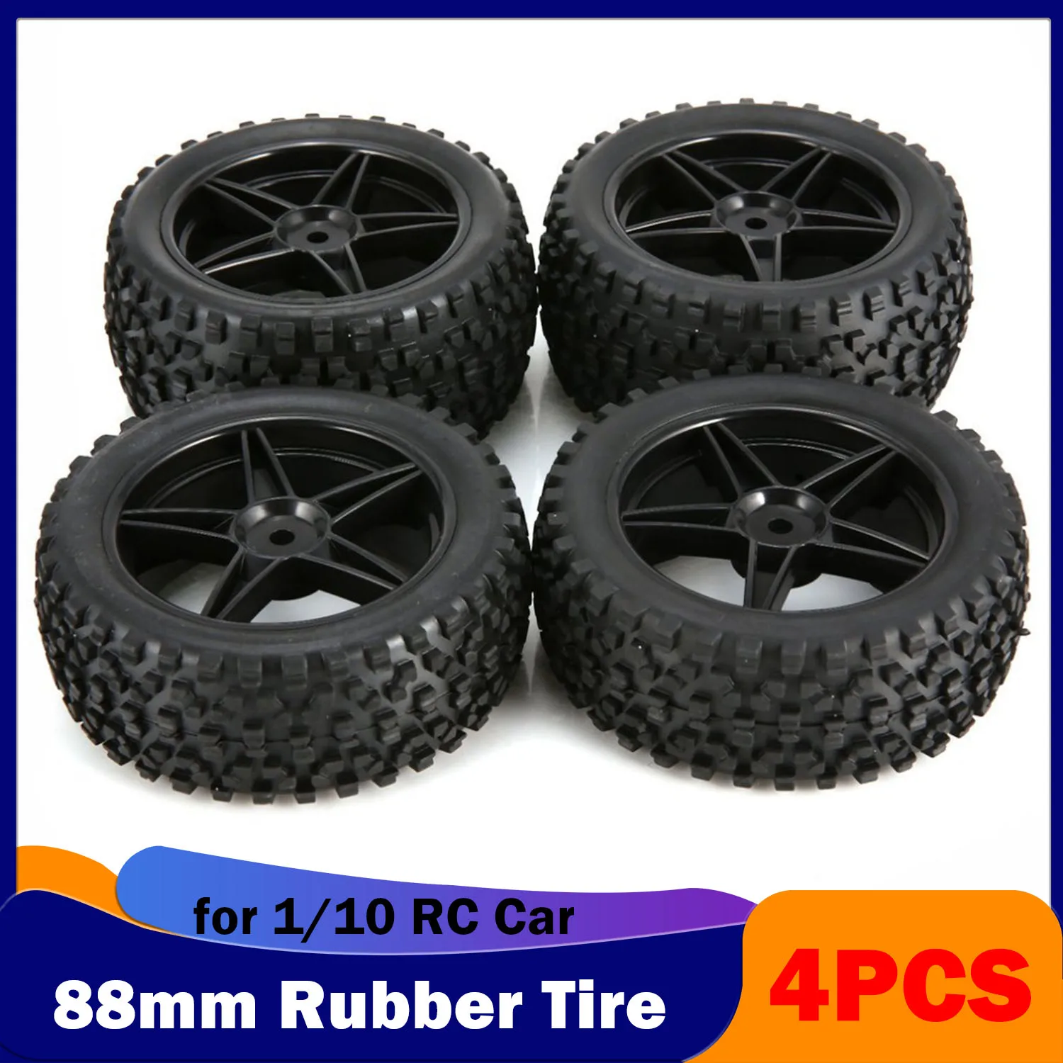 4PCS 88mm 1/10 RC Car Block Tire Wheel Rim Tyre Hub for Off-road HSP HPI Redcat - £18.98 GBP