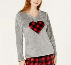 Charter Club Women&#39;s 1-Piece Plush Pajama Top, Buffalo Check Red/Gray, XL - £11.89 GBP