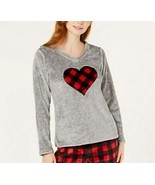 Charter Club Womens 1-Piece Plush Fleece Pajama Top, Buffalo Check Red/G... - $16.28 CAD