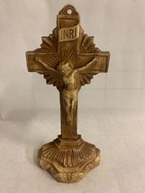 Vintage Christ Figurine, Christ/Jesus on the Cross with INRI, Small Stat... - $18.80