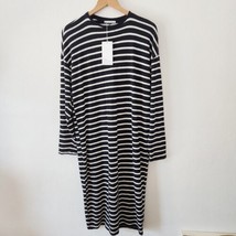 NWT Zara Trafaluc Striped Black White Long Sleeve Knit Knitted Midi Dress Sz M - £26.74 GBP