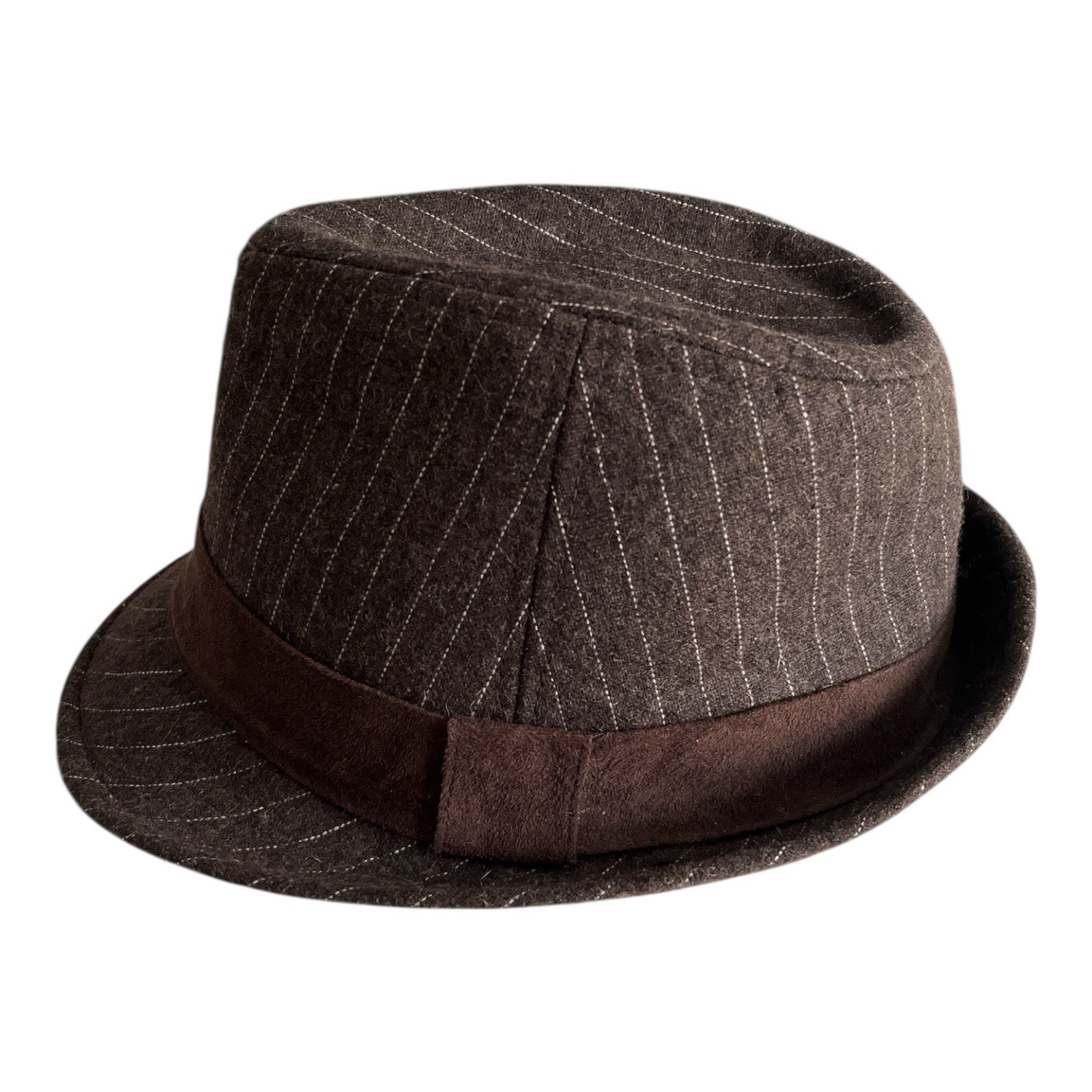 Granule by Concept 1 Brown Pinstripe Fedora Hat – Wool Blend Classic Style Y2K Item image 7