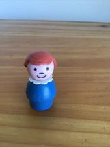 VINTAGE Fisher Price Little People Plastic Blue Girl Light Red Brown Hair - $5.89