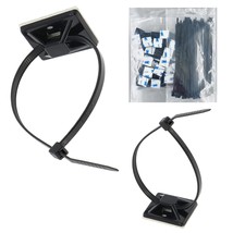 Strong Self Adhesive Wire Clips Cable Zip Tie Mounts 3/4&quot; With 6 Inch Zipties Bl - £19.15 GBP