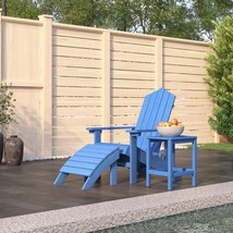 Garden Adirondack Chair with Footstool &amp; Table HDPE Aqua Blue - £119.59 GBP