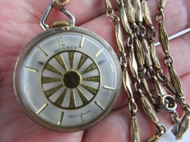 vintage Pendant Watch necklace NORBEE hand wind WITH ORIGINAL CHAIN 1950&#39;s - £22.46 GBP