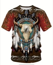Casual Street Style Mid Stretch Tribal Graphic Tee, Men&#39;s Shirt Size Lar... - $21.78