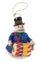Victorian Musical Snowman Drum Harmonica Christmas Ornament Glitter Kurt S Adler - £13.58 GBP