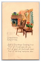 Fireplace Scene Christmas Greeting Gibson Lines 1925 DB Postcard R10 - £2.80 GBP