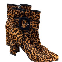 Marc Fisher LTD Leopard Print Haircalf Buckle Ankle Boots 9.5M Block Heel - $118.75