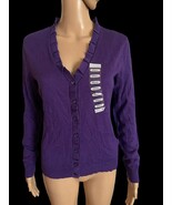 NWT KENNETH COLE Reaction Sweater Cardigan Purple Ruffle Collar Size Sma... - $414.21 MXN NWT KENNETH COLE Reaction Sweater Cardigan Purple Ruffle Collar Size Sma... - $414.21 MXN