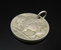 925 Silver -  Vintage Indian Head Five Cents Buffalo Coin Pendant - PT20539 - £28.73 GBP