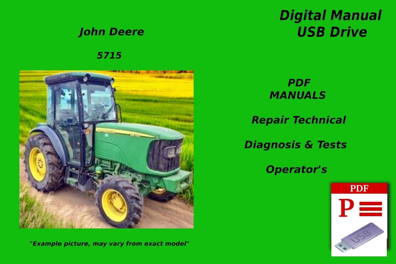 John Deere 5715 Tractor Technical &amp; Diagnosis Tests Manuals Set See Desc... - $47.49