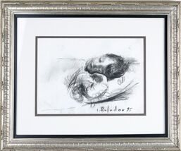 Leonid Balaklav Untitled (Sleeping Child) Charcoal on Paper Signed &amp; Dat... - $36,249.58 MXN