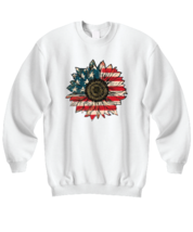 Independence Day Sweatshirt America Sunflower White-SS  - $27.95
